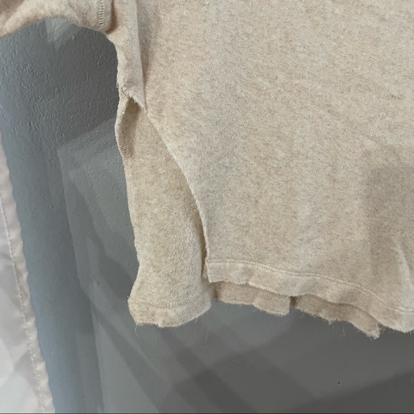 Free People Oatmeal wide neck Terry split side sweater - Picture 3 of 8